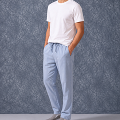 The Lifestyle Co Sky Solid Linen Relaxed-Fit Trousers