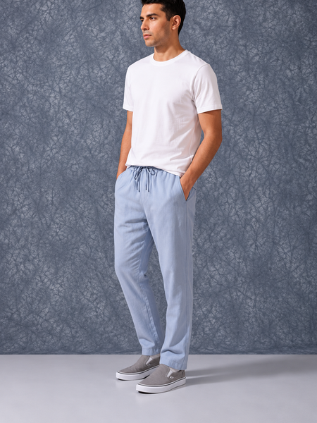 The Lifestyle Co Sky Solid Linen Relaxed-Fit Trousers