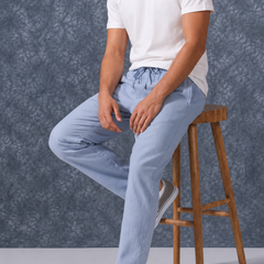 The Lifestyle Co Sky Solid Linen Relaxed-Fit Trousers
