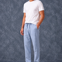 The Lifestyle Co Sky Solid Linen Relaxed-Fit Trousers