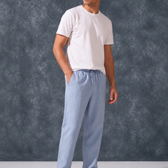The Lifestyle Co Sky Solid Linen Relaxed-Fit Trousers