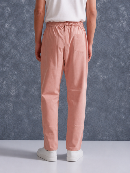 The Lifestyle Co Light Pink Solid Linen Relaxed-Fit Trousers