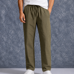 The Lifestyle Co Coffee Brown Solid Linen Relaxed-Fit Trousers