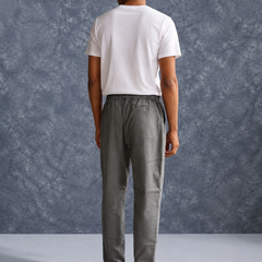 The Lifestyle Co Dark Grey Solid Linen Relaxed-Fit Trousers
