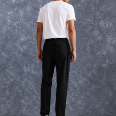 The Lifestyle Co Black Solid Linen Relaxed-Fit Trousers