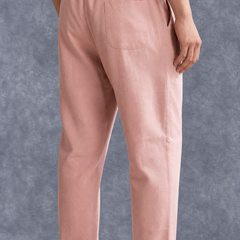 The Lifestyle Co Light Pink Solid Linen Relaxed-Fit Trousers