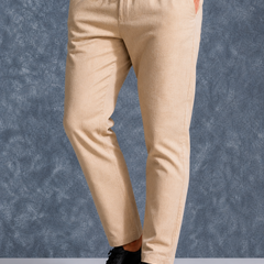The Lifestyle Co Cream Solid Linen Relaxed-Fit Trousers