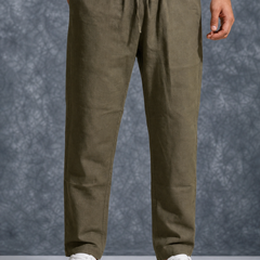 The Lifestyle Co Coffee Brown Solid Linen Relaxed-Fit Trousers