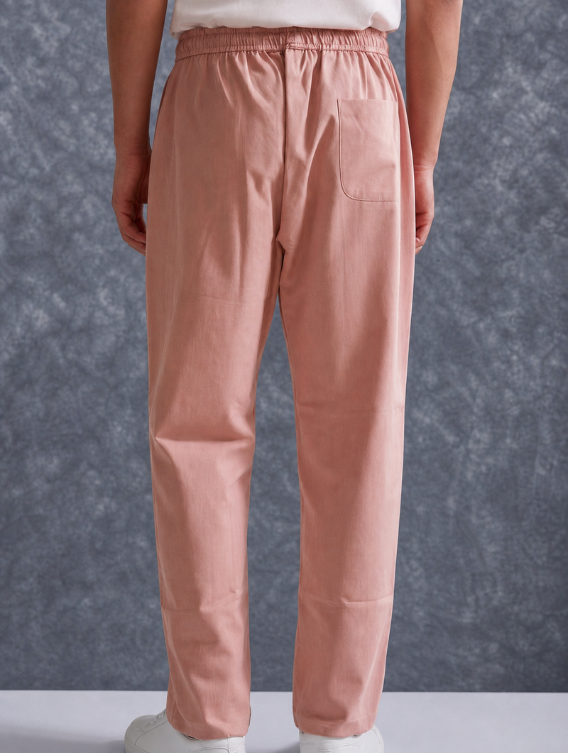 The Lifestyle Co Light Pink Solid Linen Relaxed-Fit Trousers