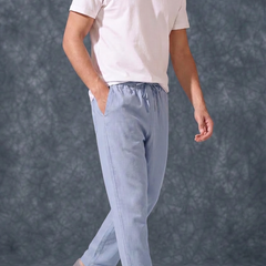 The Lifestyle Co Sky Solid Linen Relaxed-Fit Trousers
