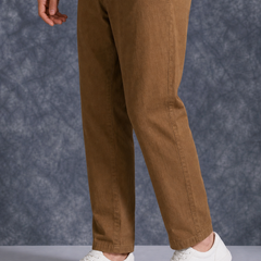 The Lifestyle Co Brown Solid Linen Relaxed-Fit Trousers