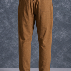 The Lifestyle Co Brown Solid Linen Relaxed-Fit Trousers