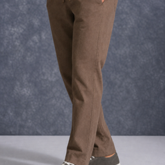 The Lifestyle Co Light Coffee Solid Linen Relaxed-Fit Trousers