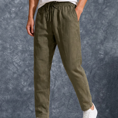 The Lifestyle Co Coffee Brown Solid Linen Relaxed-Fit Trousers