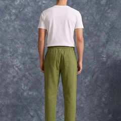 The Lifestyle Co Mint Green Solid Linen Relaxed-Fit Trousers