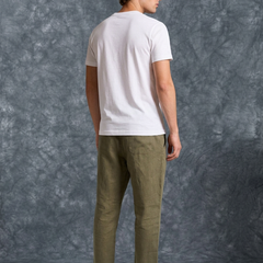 The Lifestyle Co Army Green Solid Linen Relaxed-Fit Trousers