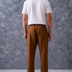 The Lifestyle Co Chocolate Brown Solid Linen Relaxed-Fit Trousers