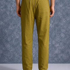 The Lifestyle Co Mehandi Green Linen Relaxed-Fit Regular Trouser