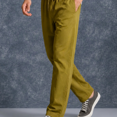 The Lifestyle Co Mehandi Green Linen Relaxed-Fit Regular Trouser